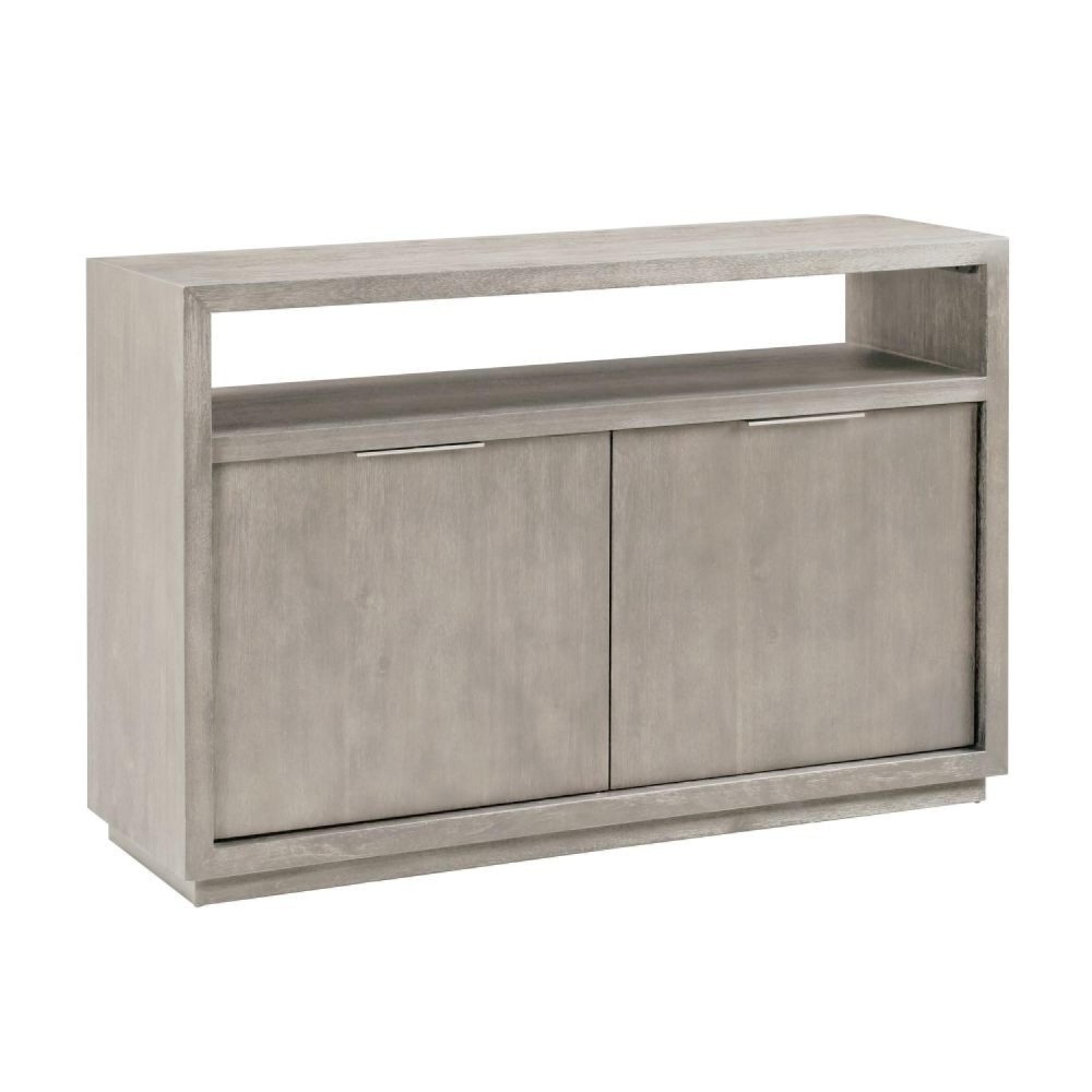 Jose 54 Inch Wood TV Entertainment Center Console, 2 Cabinets, Light Gray