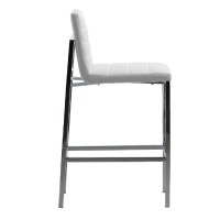 Eun 30 Inch Faux Leather Channel Barstool, Chrome Legs, Set of 2, White