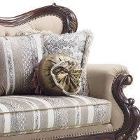 Zac 92 Inch Classic Sofa, Fabric Cushion Seat, Brown, Cherry