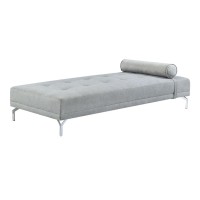 74 Inch Fabric Sofa Daybed, Tufted, 1 Bolster Pillow, Gray