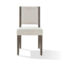 Lan 19 Inch Rubberwood Dining Chair, Fabric Back and Seat, Set of 2, Brown