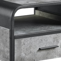 Ish 22 Inch Modern Wood End Table, 1 Drawer, Metal Handles, Gray , Black