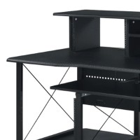 Mill 72 Inch Metal, Office and Writing Desk, Storage, Keyboard Tray, Black
