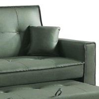 82 Inch Adjustable Sofa, Pull Out Trundle, Tufted, Dark Green