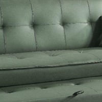 82 Inch Adjustable Sofa, Pull Out Trundle, Tufted, Dark Green