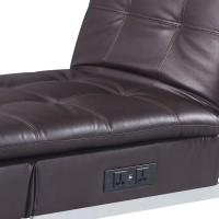 70 Inch Chaise Lounge With USB Port, Square Tufting, 1 Pillow, Black