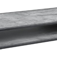 Ish 42 Inch Modern Coffee Table with Curved Edge Design, Wood, Gray, Black