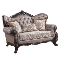 Ben 70 Inch Antique look Loveseat, Wingback, Button Tufted, Accent Pillows