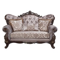Ben 70 Inch Antique look Loveseat, Wingback, Button Tufted, Accent Pillows