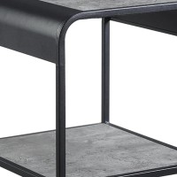 Ish 21 Inch Modern End Table with Open Shelves, Wood, Gray, Black