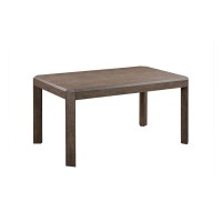 Yu 64 Inch Solid Acacia Wood Dining Table, Beveled Edges, Weathered Brown