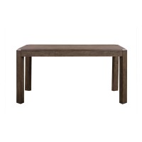 Yu 64 Inch Solid Acacia Wood Dining Table, Beveled Edges, Weathered Brown