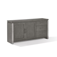 Axel 68 Inch 2 Door Sideboard Cabinet Buffet, 3 Drawers, Steel Panels, Gray