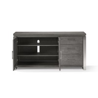 Axel 68 Inch 2 Door Sideboard Cabinet Buffet, 3 Drawers, Steel Panels, Gray