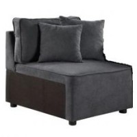 29 Inch Modular Chair, Pocket Coil, 2 Pillows, Dark Charcoal Gray