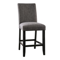 26 Inch Fabric Counter Height Dining Chair, Wood Legs, Gray