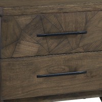 28 Inch Dee Soild Mahogany Wood Nightstand, Geometric Pattern, Oat Brown