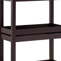 36 Inch Ethan 3 Tier Storage Cabinet with Raised Shelf Edges, Dark Brown