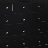 60 Inch Neo Solid Mahogany Wood 8 Drawer Dresser, Felt Line Top, Black
