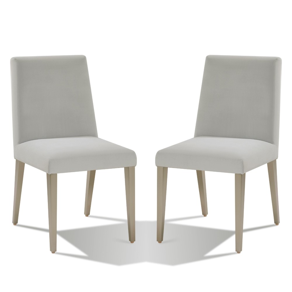 Hal 18 Inch Parson Dining Chair, Fabric Upholstered, Set of 2, Smoke Gray