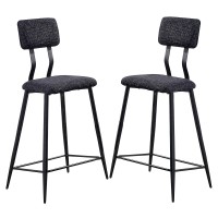 30 Inch Bar Height Chair, Padded Seating, Metal Legs, Black