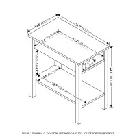 Furinno Classic Rectangular Side Table with Drawer Set of 2 Americano