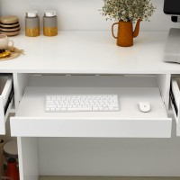 Aiegle Reception Desk With Counter, Retail Counter With Lighted Display Shelf & Lockable Drawers, For Salon Reception Room Checkout Office, White (47.2