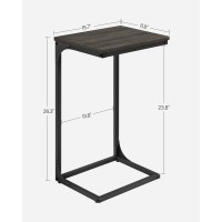 Vasagle C-Shaped End Table, Side Table For Sofa, Couch Table With Metal Frame, Small Tv Tray Table For Living Room, Bedroom, Ebonized Oak Finish And Black