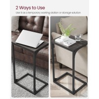 Vasagle C-Shaped End Table, Side Table For Sofa, Couch Table With Metal Frame, Small Tv Tray Table For Living Room, Bedroom, Ebonized Oak Finish And Black