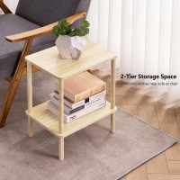 Apicizon 2 Tier End Table Boho Side Table With Storage Shelf Nightstand Bedside Table For Small Spaces Bedroom Living Room