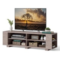 Tangkula Wood Tv Stand For Tvs Up To 65 Inch Flat Screen, Modern Entertainment Center With 8 Open Shelves, Farmhouse Tv Storage Cabinet For Living Room Bedroom, Tv Console Table (Grey)