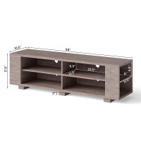 Tangkula Wood Tv Stand For Tvs Up To 65 Inch Flat Screen, Modern Entertainment Center With 8 Open Shelves, Farmhouse Tv Storage Cabinet For Living Room Bedroom, Tv Console Table (Grey)
