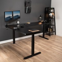 Vivo Electric Height Adjustable 83 X 60 Inch Corner Stand Up Desk, 2 Black Solid Table Tops, Black Frame, Memory Controller, L-Shaped Workstation, 3E Series, Desk-Kit-3E8B