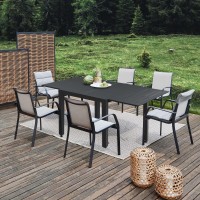 Domi Patio Dining Expandable Table, Metal Aluminum Outdoor Table For Porch Lawn Garden Bistro Rectangular Table Dark Brown