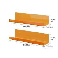 Rrg 15 Inch Acrylic Floating Shelves 2 Pack Kids Floating Bookshelf Wall Mounted Display Shelf For Books Kids Room Nursery B