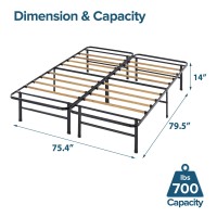 Zinus Smartbase Essential Mattress Foundation With Bamboo Slats Metal Platform Bed Frame Sustainable Bamboo Slat Support No B