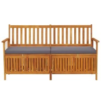 Vidaxl Outdoor Storage Bench, Deck Box For Patio Furniture, Front Porch Decor And Outdoor Seating For Garden Balcony, With Cushion, Solid Wood Acacia