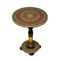 Ushaz Coffee Table For Living Room - Decorative Small Side Table Living Room, Antique Design Small Table For Room Decor, Home Decor, Rosewood Hallway Table (Peacock & Maroon)