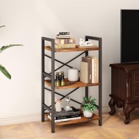 Homeiju Bookshelf 3 Tier Industrial Bookcase Metal Small Bookcase Rustic Etagere Book Shelf Storage Organizer For Living Room