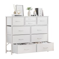 Lumtok 10Drawer Dresser Fabric Storage Dressers Drawers For Bedroom Hallway Nursery Closets Steel Frame Wood Top Easy Pu