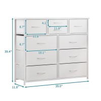 Lumtok 10Drawer Dresser Fabric Storage Dressers Drawers For Bedroom Hallway Nursery Closets Steel Frame Wood Top Easy Pu