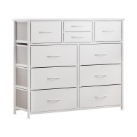 Lumtok 10Drawer Dresser Fabric Storage Dressers Drawers For Bedroom Hallway Nursery Closets Steel Frame Wood Top Easy Pu