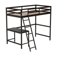 Riley Loft Bed Frame with Desk Twin Size Wooden Bed Frame