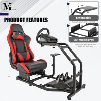 Minneer Extensible Driving Simulator Cockpit With Red Racing Seat Fits For Logitech/Thrustmaster/Fanatec G27/G29/G920/G923/T248 Gaming Steering Wheel Stand(Wheel,Pedal,Handbrake Not Included)