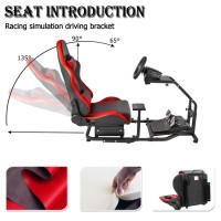 Minneer Extensible Driving Simulator Cockpit With Red Racing Seat Fits For Logitech/Thrustmaster/Fanatec G27/G29/G920/G923/T248 Gaming Steering Wheel Stand(Wheel,Pedal,Handbrake Not Included)