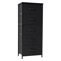 Crestlive Products Vertical Dresser Storage Tower Sturdy Steel Frame Wood Top Easy Pull Fabric Bins Organizer Unit For Bed