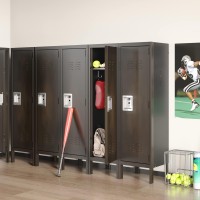 Miiiko Metal Storage Locker Cabinet With 1 Door, 18 Deep Lockers With Hanging Hooks, Clothes Locker For School, Bedroom, Home Office, Gym And Changing Room