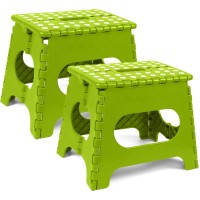 Utopia Home Folding Step Stool - (Pack Of 2) Foot Stool With 11 Inch Height - Holds Up To 300 Lbs - Lightweight Plastic Foldable Step Stool For Kids, Kitchen, Bathroom & Living Room (Green)