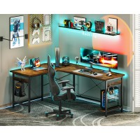 Coleshome 59 L Shaped Gaming Desk Corner Computer Sturdy Home Office Table Writing Larger Workstation Vintage