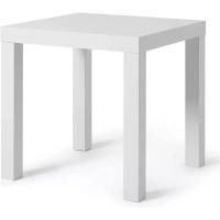 Home Stuff End Side Table With Classic Design, Bed Side Table, End Table, Light Weight Easy Assemble, Small Square Table For Office, Living Room, White, 21 5/8